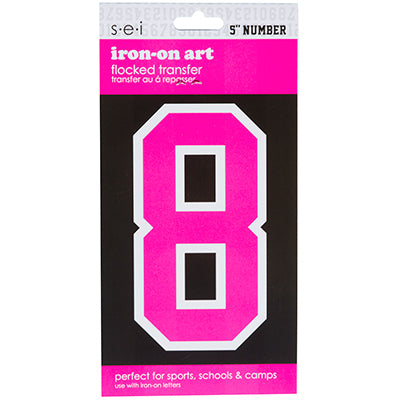 9-265 Athletic Numbers Individual #4 - 5 inch Neon Pink Flocked Iron-o –  SEI Crafts